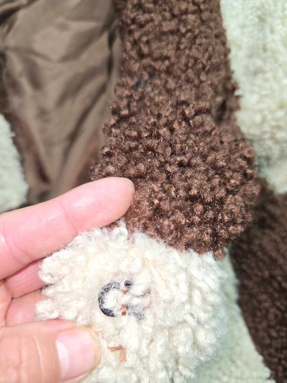 Anthropologie Colorblock Teddy Jacket in Brown and Cream - Picture 6 of 9